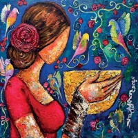 Shazly Khan, Home is where i have my special cup of tea!, 20 x 20 Inch, Acrylic on Canvas, Figurative Paintings, AC-SZK-131 Shazly Khan, Home is where i have my special cup of tea!, 20 x 20 Inch, Acrylic on Canvas, Figurative Paintings, AC-SZK-131